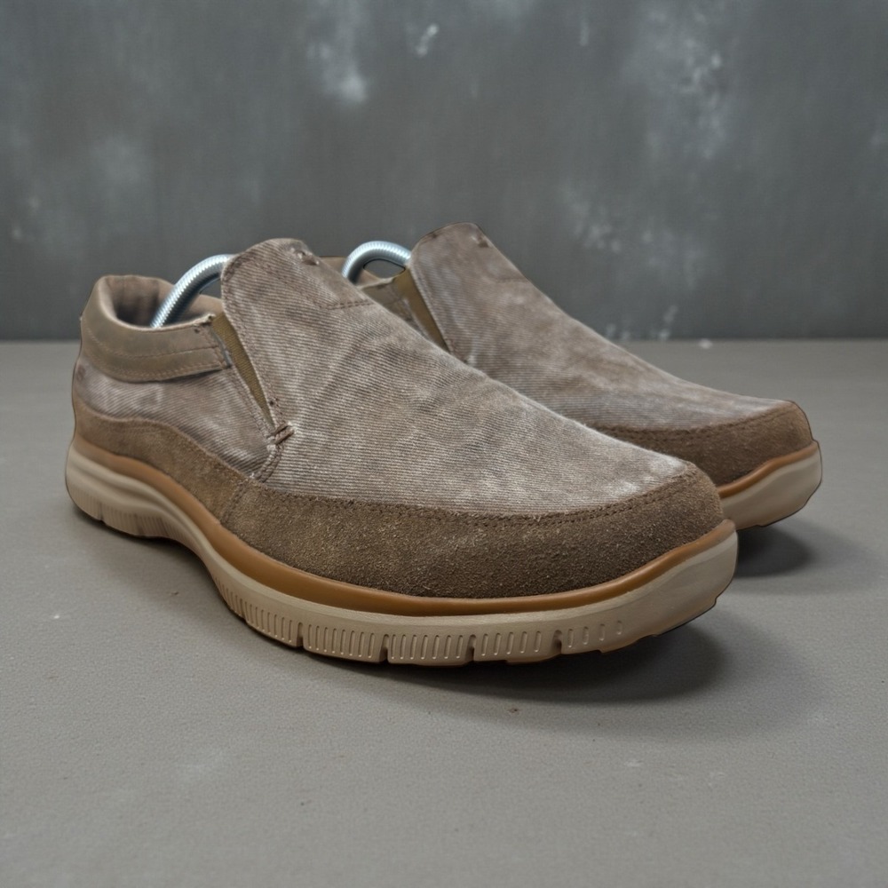 Skechers Expected Avillo Slip On Loafer Shoes Mens 11 Gray Canvas Denim 64372